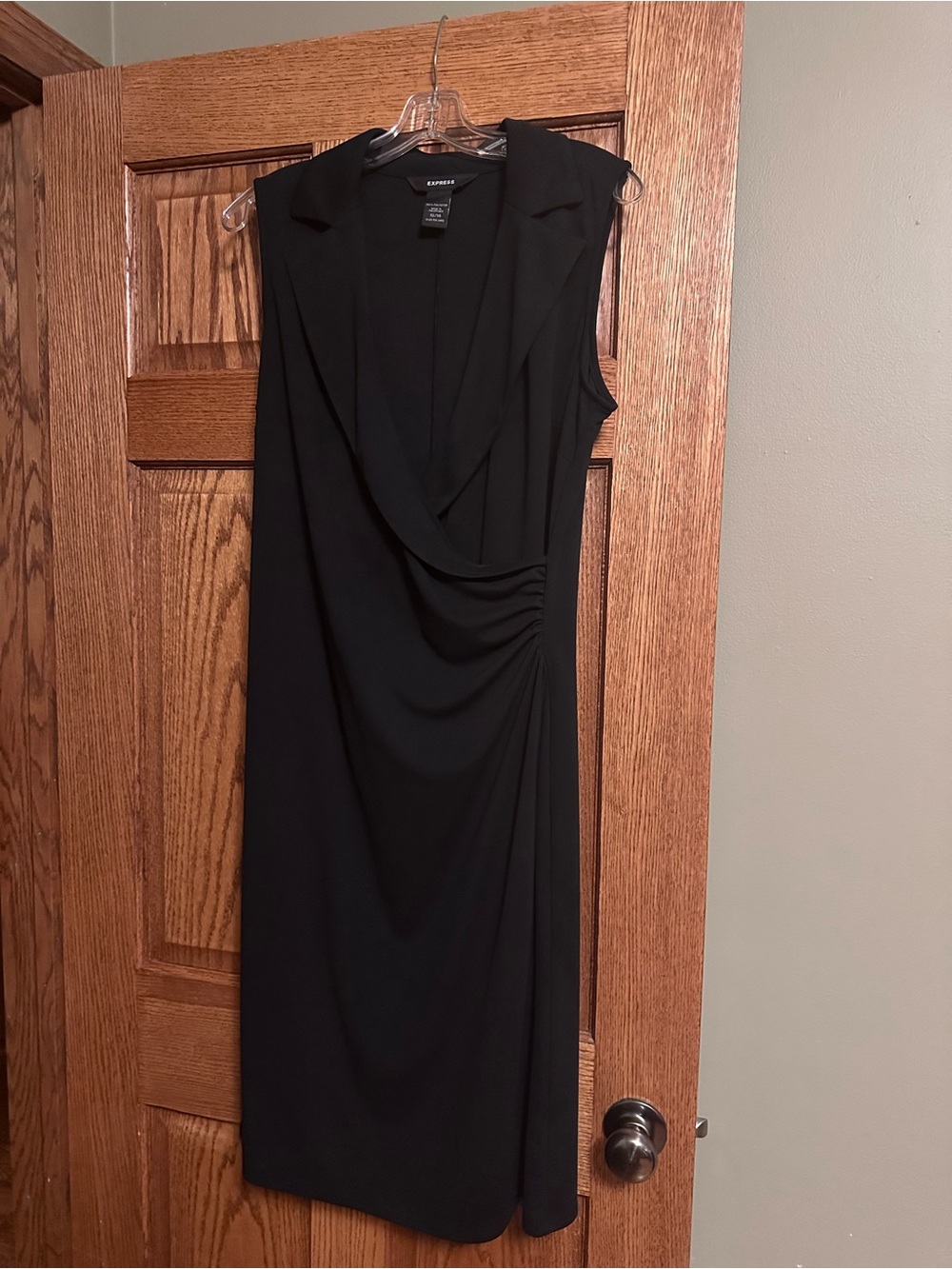 Express Black Sleeveless Draped V-Neck Dress